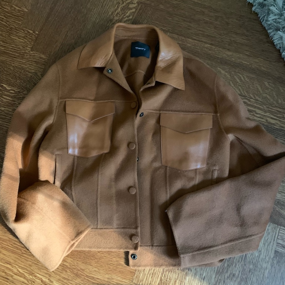 Theory cashmere/ leather bomber